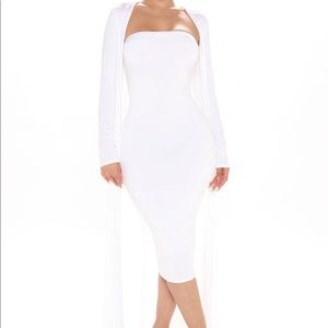 Fashion Nova Still Fallin' For Him White Dress Set